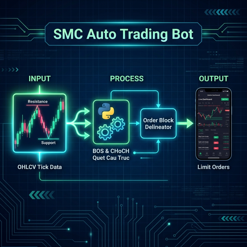 Xây dựng Bot Auto Trading SMC: Thuật toán tự động quét cấu trúc thị trường BOS/CHoCH và xác định vùng Order Block thực chiến
