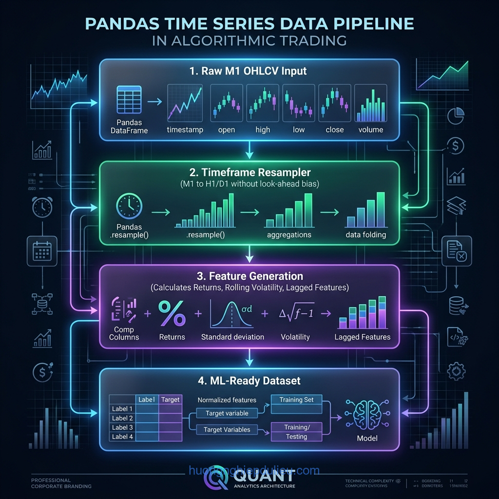 Khai thác sức mạnh Pandas trong phân tích Time Series tài chính: Từ nạp dữ liệu OHLCV đến Feature Engineering nâng cao